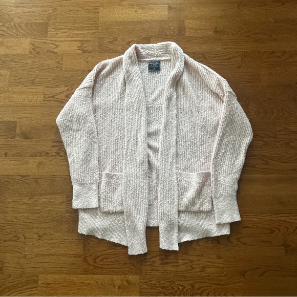 Abercrombie & Fitch Sweaters - Abercrombie Cardigan Sweater Women Knit Open Pink Blush Shawl Collar Pockets M